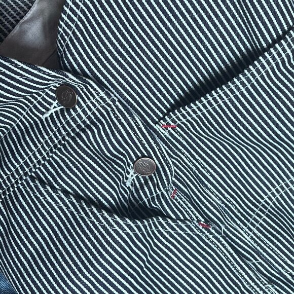 Dickies Bib Overalls Mens Sz 32X32 Blue White Striped Strret Engineer Workwear - Picture 7 of 9